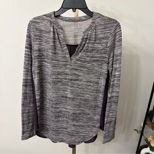LOFT Women's Striped Purple Long Sleeve Tee